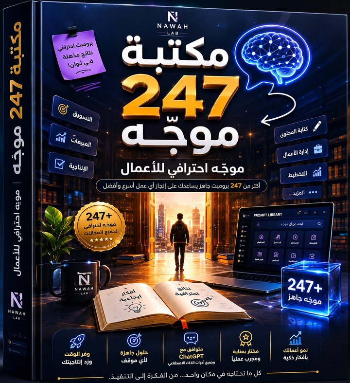 غلاف مكتبة 247 موجّه (Prompt) احترافي للأعمال